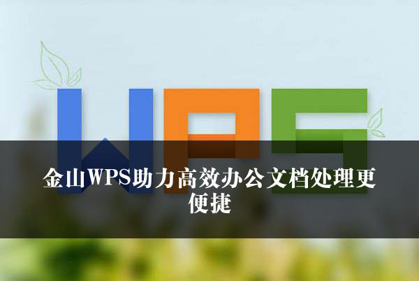 金山WPS助力高效办公文档处理更便捷