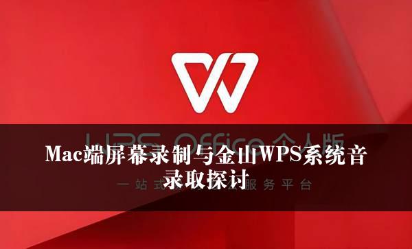 Mac端屏幕录制与金山WPS系统音录取探讨