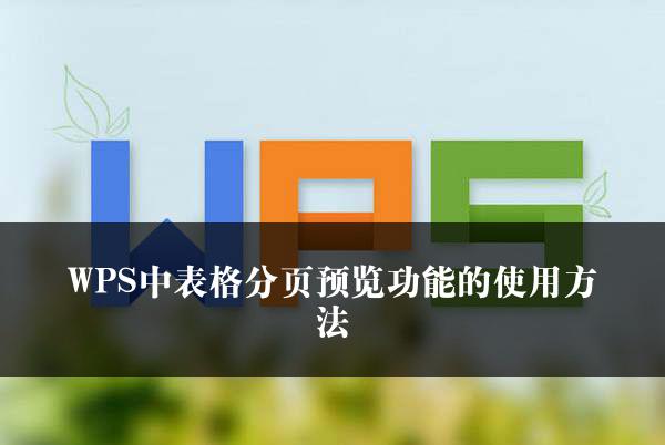 WPS中表格分页预览功能的使用方法