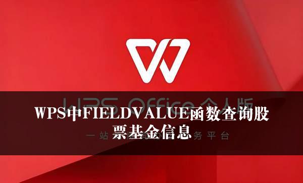 WPS中FIELDVALUE函数查询股票基金信息